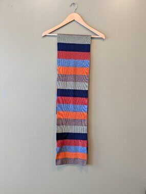 Gap 100% Lambswool Winter Scarf Multicolor Color Block Striped Retro Unisex Knit